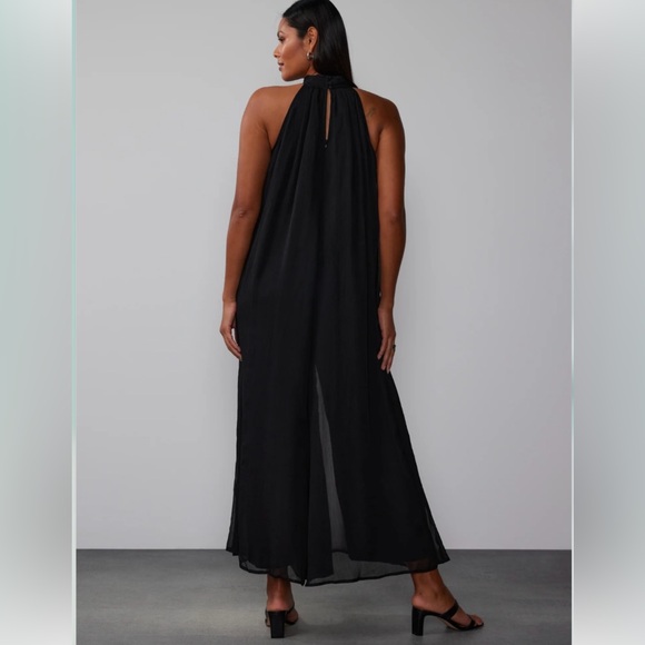 New York & Company Halter Neck Flowy Georgette Jumpsuit - Picture 4 of 14